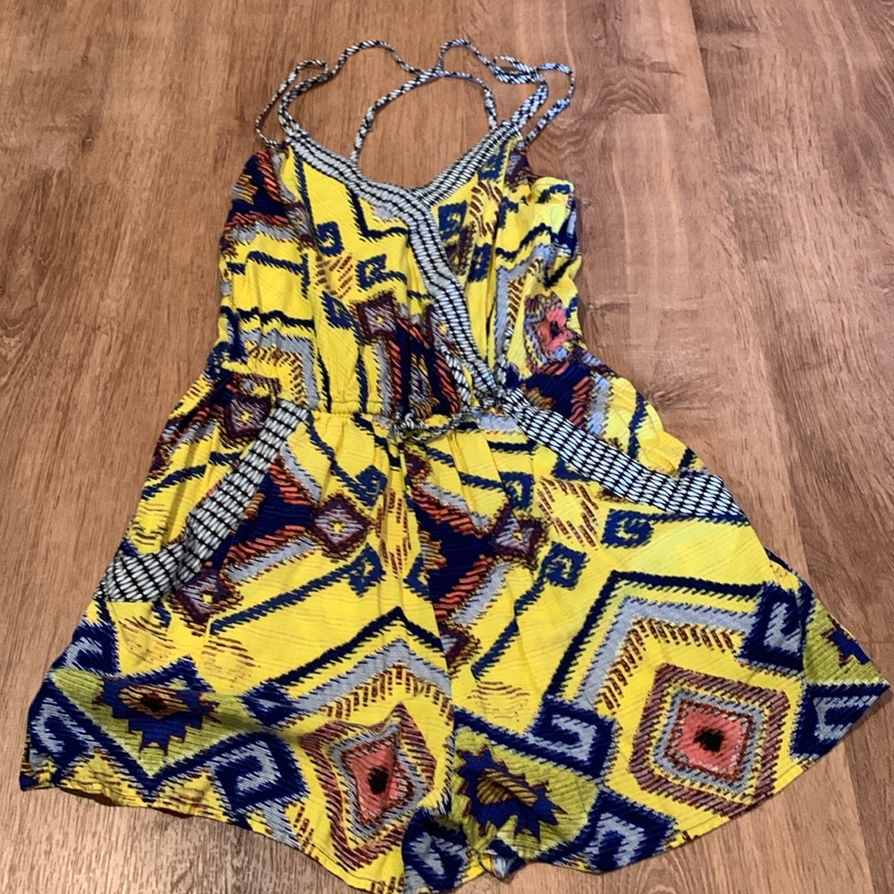 Xhilaration Yellow Patterned Romper